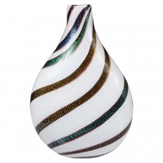 White Murano glass vase with black details.